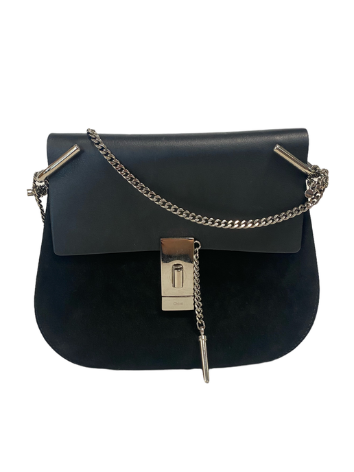 Chloeドリュー ブラック Chloé Drew Shoulder Bag in Black Suede and Leather | Again & Again