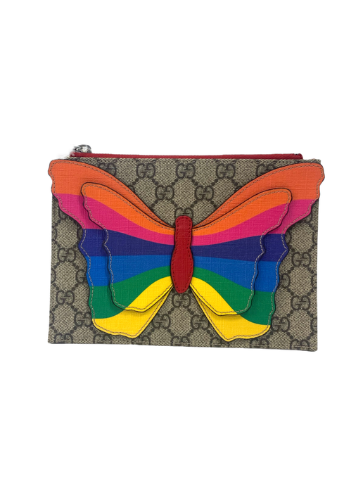 Gucci Butterfly Clutch Bag in GG Supreme Canvas and Leather Again Again